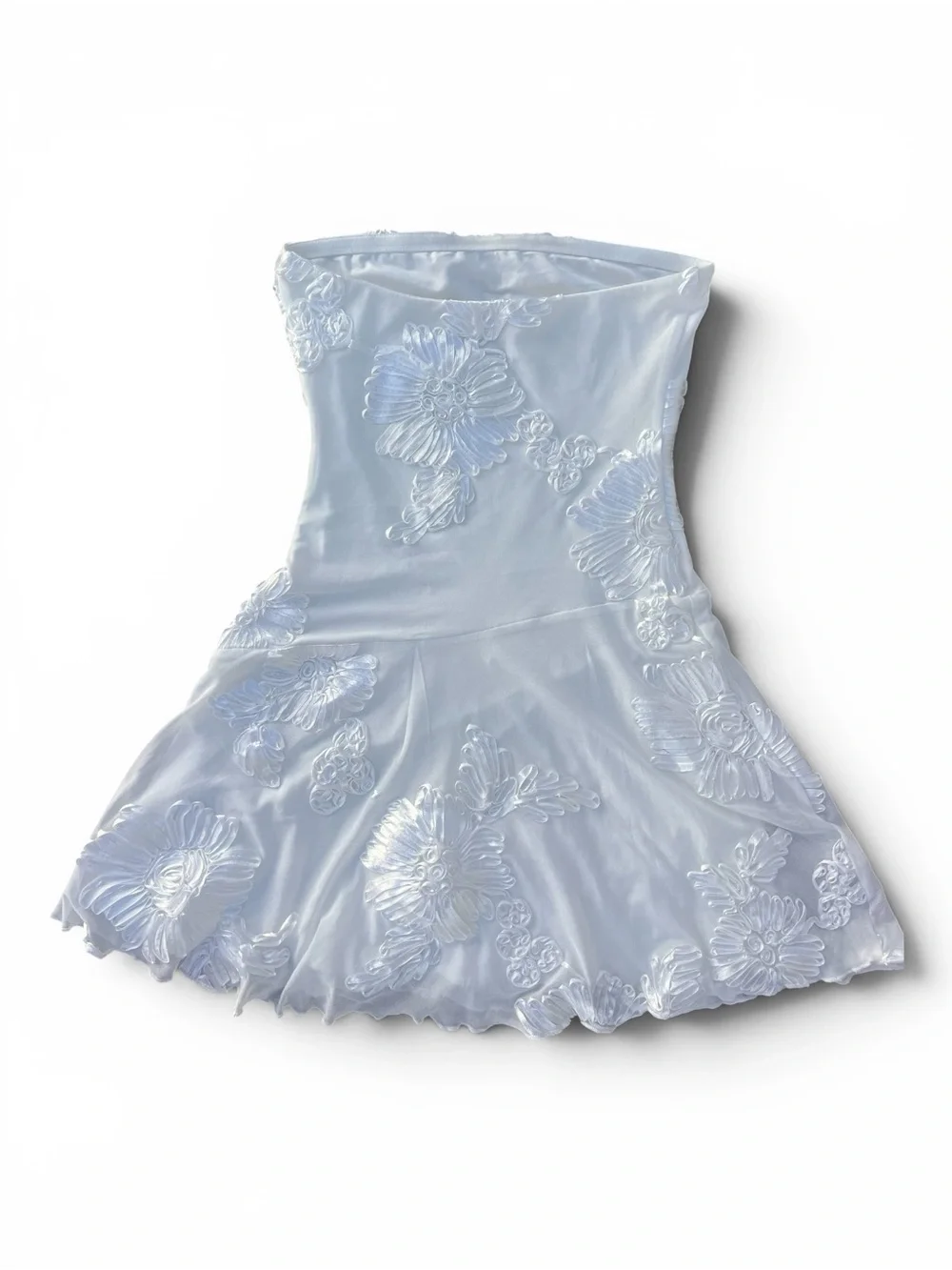 Princess Polly Meadow Of Dreams Strapless Mini Dress White Floral Burnout - Picture 6 of 8